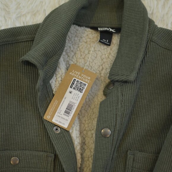 Eddie Bauer Men's Green Waffle Button Up Jacket With Sherpa Lining Size S NWT - Picture 3 of 5